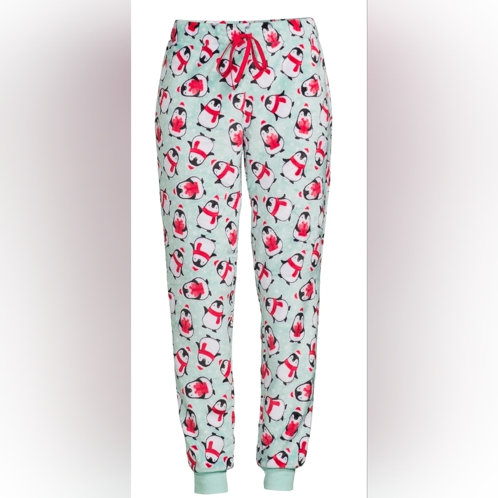 Secret Treasures Women's Plush Cuffed Penguin Sleep Pants